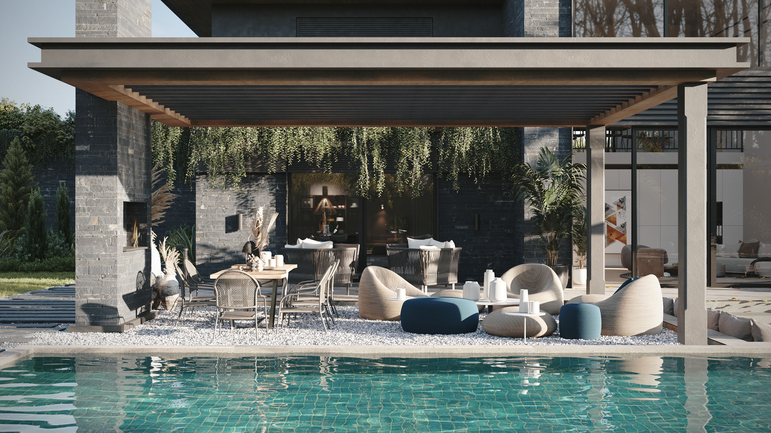 Bahas Lüks Villa - Modern Geometrik Villa & Peyzaj Render